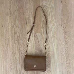 Tory Burch beige crossbody gold hardware